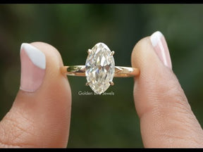 Gorgeous Old Mine Marquise Moissanite Solitaire Ring