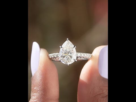 [YouTube Video Of Pear Cut Moissanite Accent Stone Ring]-[Golden Bird Jewels]