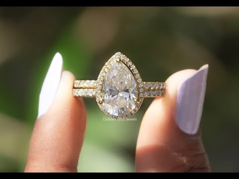 YouTube Video Of Pear Cut Moissanite Halo Engagement Ring