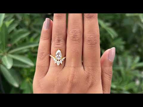 Rose Cut Pear Moissanite Curved Engagement Ring