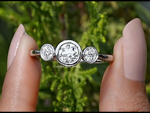 YouTube Video Of Old European Round Cut Diamond Three Stone Ring