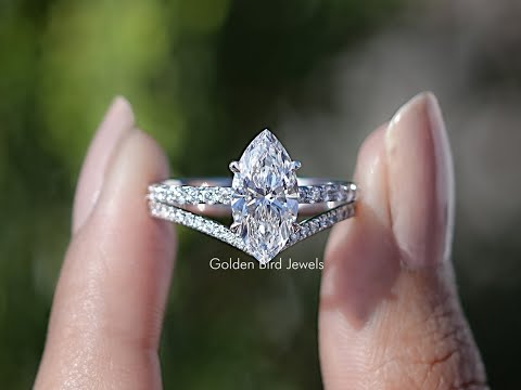 Marquise Cut Lab Diamond Bridal Ring Set