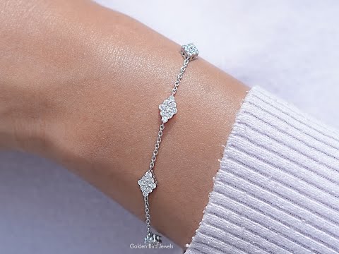 Round Cut CVD Diamond Station Chain Bracelet
