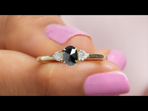 [YouTube Video Of Rose Cut Oval Moissanite 3 stone Ring]-[Golden Bird Jewels]