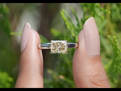 You tube Video Of East West Yellow Radiant moissanite Solitaire Ring 
