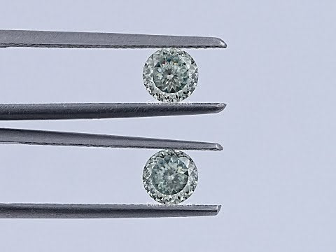 Blue Green Portuguese Cut Round Loose Moissanite Pair