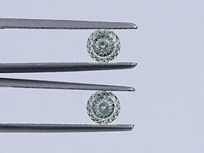 Blue Green Portuguese Cut Round Loose Moissanite Pair