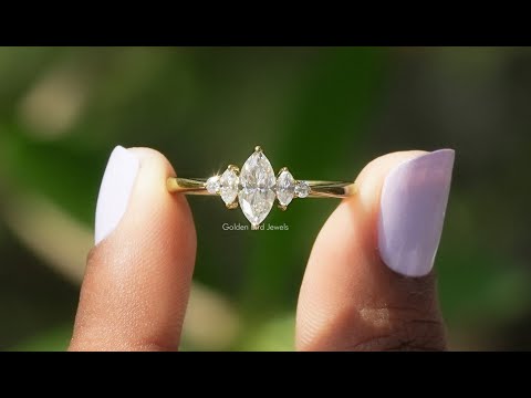Round And Marquise Cut Moissanite Engagement Ring