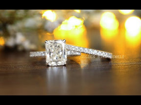 YouTube Video Of radiant cut halo moissanite engagement ring 