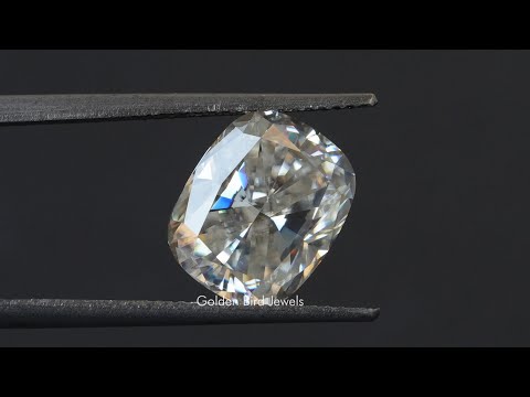 [YouTube Video Of Crushed Ice Cushion Cut Loose Moissanite]-[Golden Bird Jewels]