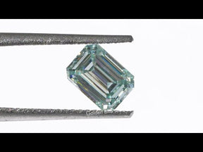 [YouTube Video Of Aqua Blue Emerald Cut Loose Moissanite]-[Golden Bird Jewels]