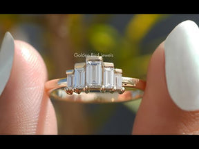 [YouTube Video Of Baguette Cut Moissanite Anniversary Ring]-[Golden Bird Jewels]