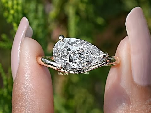 Pear Lab Diamond Curved Solitaire Ring