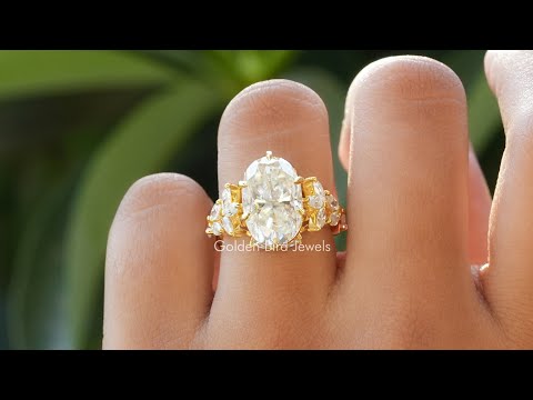 [YouTube Video Of Crushed Ice Oval Cut Moissanite Ring]-[Golden Bird Jewels]