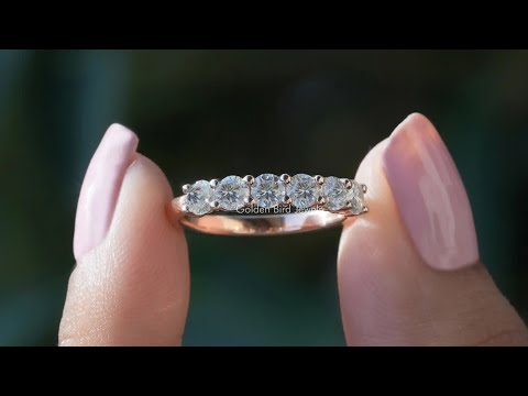 [YouTube Video Of Round Cut Moissanite Wedding Band]-[Golden Bird Jewels]