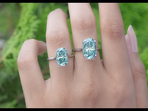 YouTube Video Of Blue Green Oval Cut Moissanite Solitaire Ring