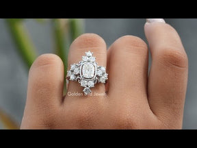 [YouTube Video Of old Mine Cushion Cut Moissanitte Vintage Style Engagement Ring]-[Golden Bird Jewels]