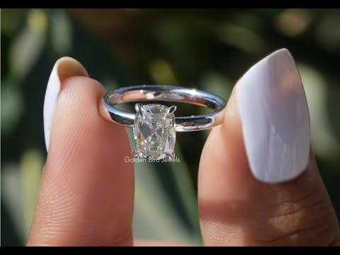 YouTube Video Of Old Mine Cushion Cut Moissanite Solitaire Ring