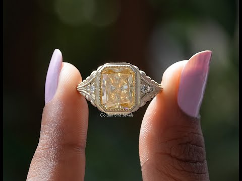 YouTube Video Of Radiant Cut Moissanite Milgrain Accent Ring