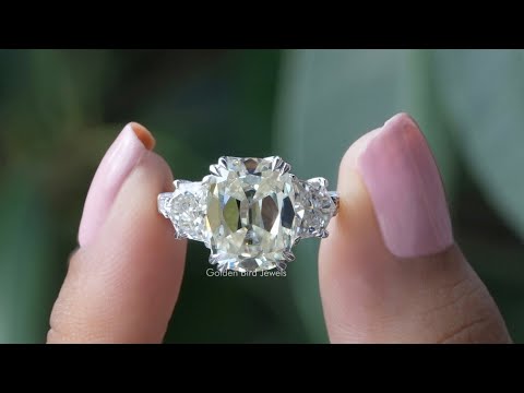 YouTube Video Of Old Mine Cushion Cut Moissanite Solitaire Accent Ring