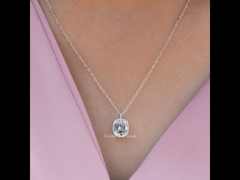 [YouTube Video Of Old Mine Cushion Cut Moissanite Pendant]-[Golden Bird Jewels]