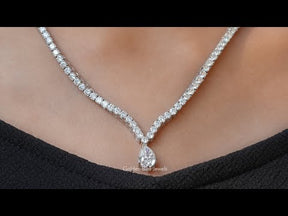 [YouTube Video Of Pear And Round Cut Tennis Wedding Necklace]-[Golden Bird Jewels]