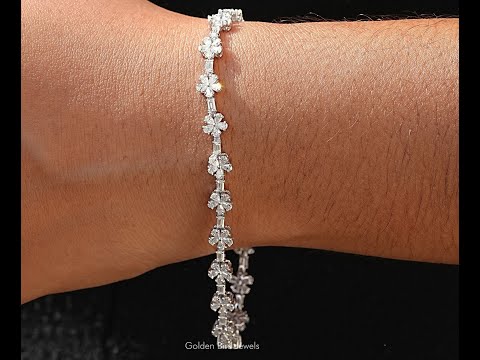 YouTube Video Of Pear And Baguette Cut Froral Bracelet
