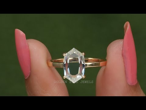 [YouTube Video Of Portrait Hexagon Cut Moissanite Solitaire Engagement Ring]-[Golden Bird Jewels]