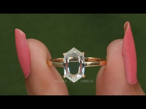 [YouTube Video Of Portrait Hexagon Cut Moissanite Solitaire Engagement Ring]-[Golden Bird Jewels]