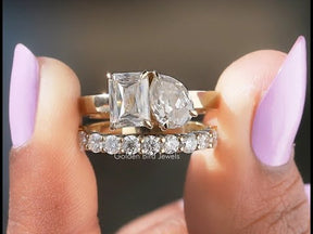 YouTube Videao of Old Mine Pear Cut 2 Stone Moissanite Ring