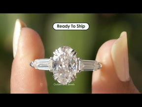 [YouTube Video Of Oval And Bullet Cut Moissanite Three Stone Ring]-[Golden Bird Jewels]