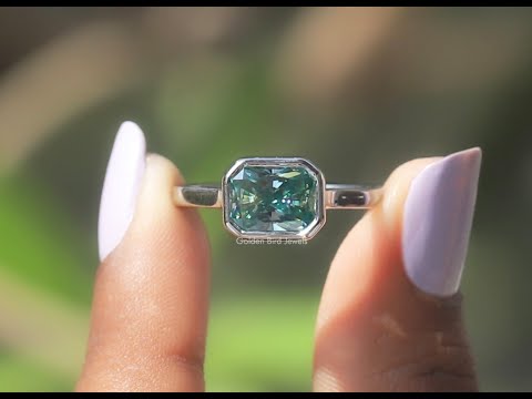 YouTube Video Of Blue Radiant Cut Moissanite Engagement Ring