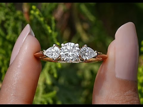 YouTube Video Of Pear And Round Cut Lab Diamond Three Stone Ring