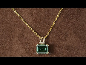 [YouTube Video Of Emerald Cut Moissanite Wedding Solitaire Pendant]-[Golden Bird Jewels]