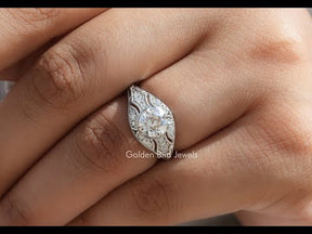OEC Round Moissanite Art Deco Engagement Ring