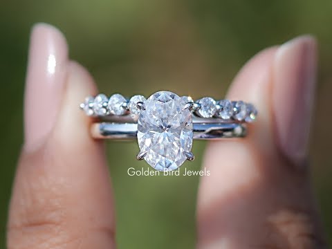 Oval Cut Moissanite Bridal Ring With Eternity Band
