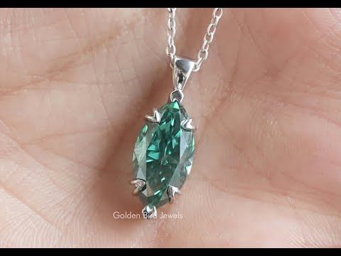 [YouTube Video Of Marquise Cut Solitaire Moissanite Pendant]-[Golden Bird Jewels]