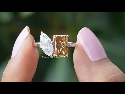 [YouTube Video Of Marquise And Radiant Cut Moissanite Toi Et Moi Ring]-[Golden Bird Jewels]