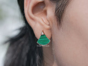 Green Antique Cut Gemstone Stud Earrings