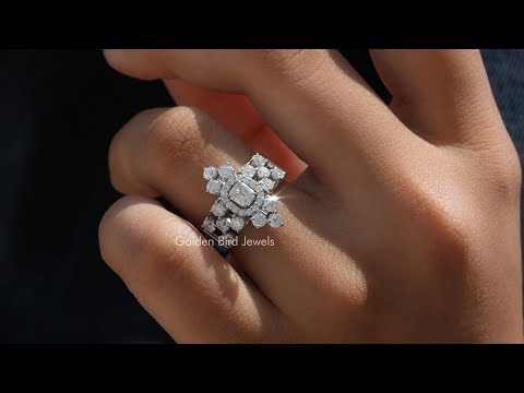 [YouTube Video Of Old Mine Cushion Cut Moissanite Anniversary Ring]-[Golden Bird Jewels]