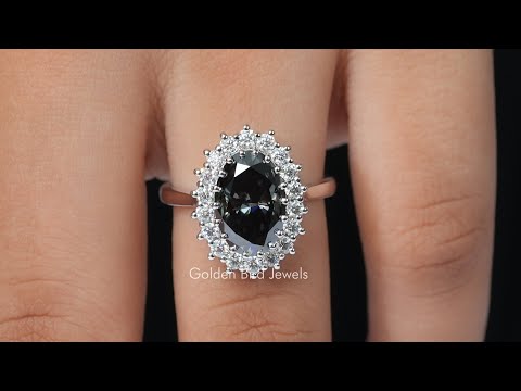 [YouTube Video Of Oval Cut Moissanite Halo Engagement Ring]-[Golden Bird Jewels]