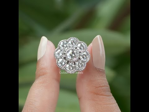 Old European Round Cut Moissanite Halo Ring