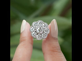 Old European Round Cut Moissanite Halo Ring