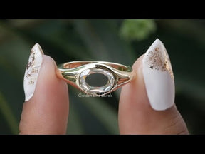 [YouTube Video Of Rose Cut Oval Moissanite Bezel Set Ring]-[Golden Bird Jewels]