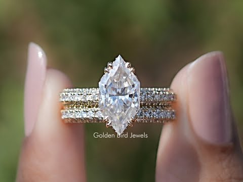 Dutch Marquise Cut Moissanite Bridal Ring Set