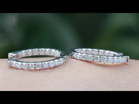 Round Moissanite Inside Out Huggies Earrings