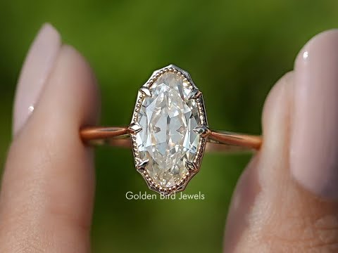 Off-White Old Mine Cut Moval Moissanite Ring