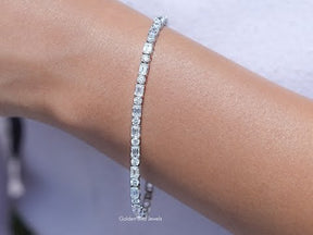 Emerald And Round Cut Diamond Tennis Bracelet