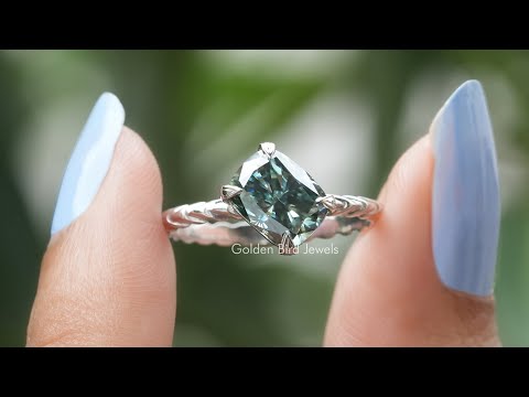 [YouTube Video Of Cushion Cut Moissanite Solitaire Ring]-[Golden Bird Jewels]