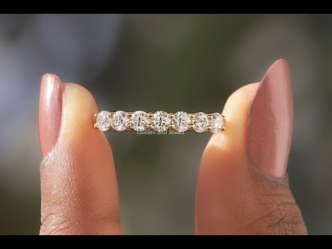 [YouTube Video Of Round Cut 7 Stone Moissanite Wedding Band]-[Golden Bird Jewels]